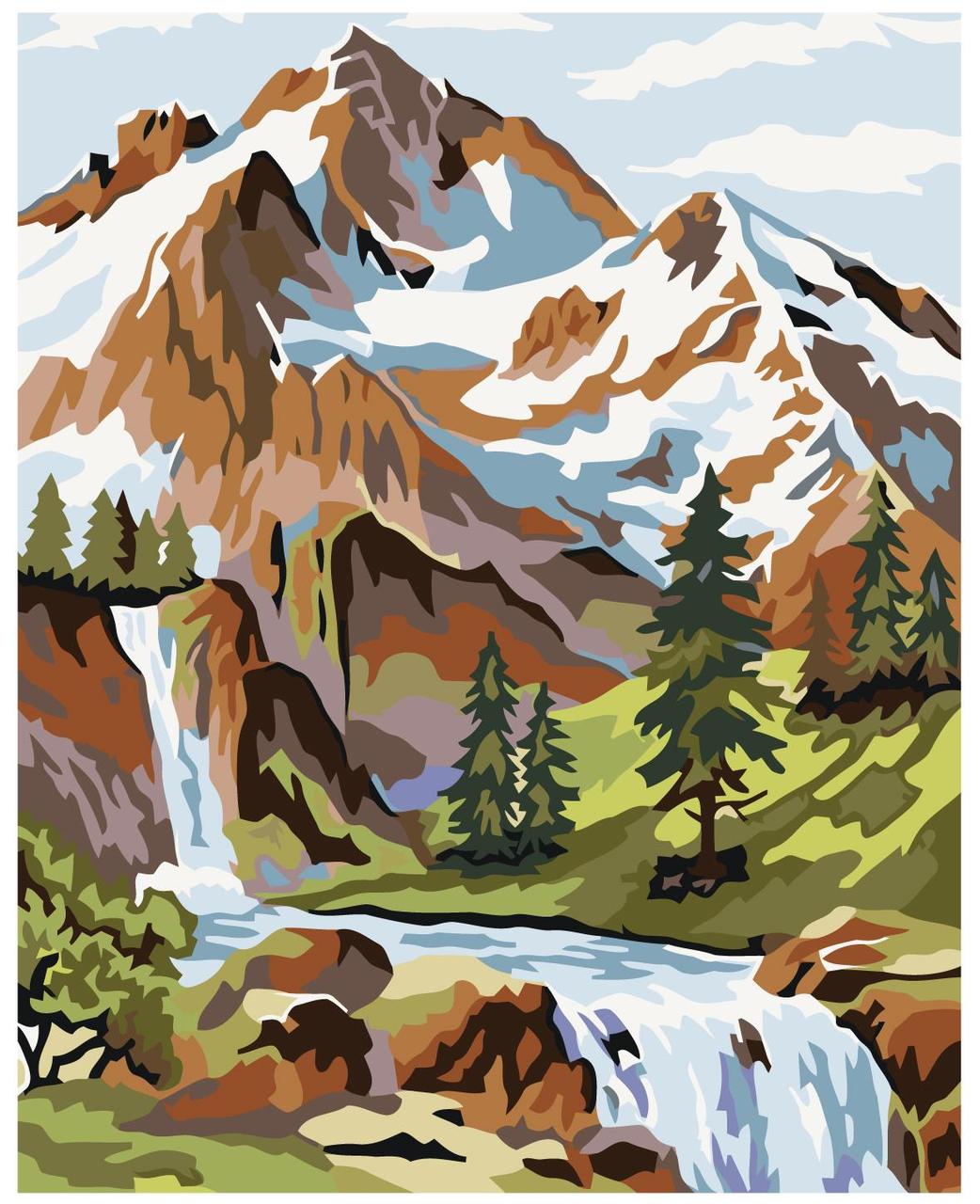 Картина по номерам Водопад в горах 40 x 50 | PP15 | SLAVINA - фото 1 - id-p196790659