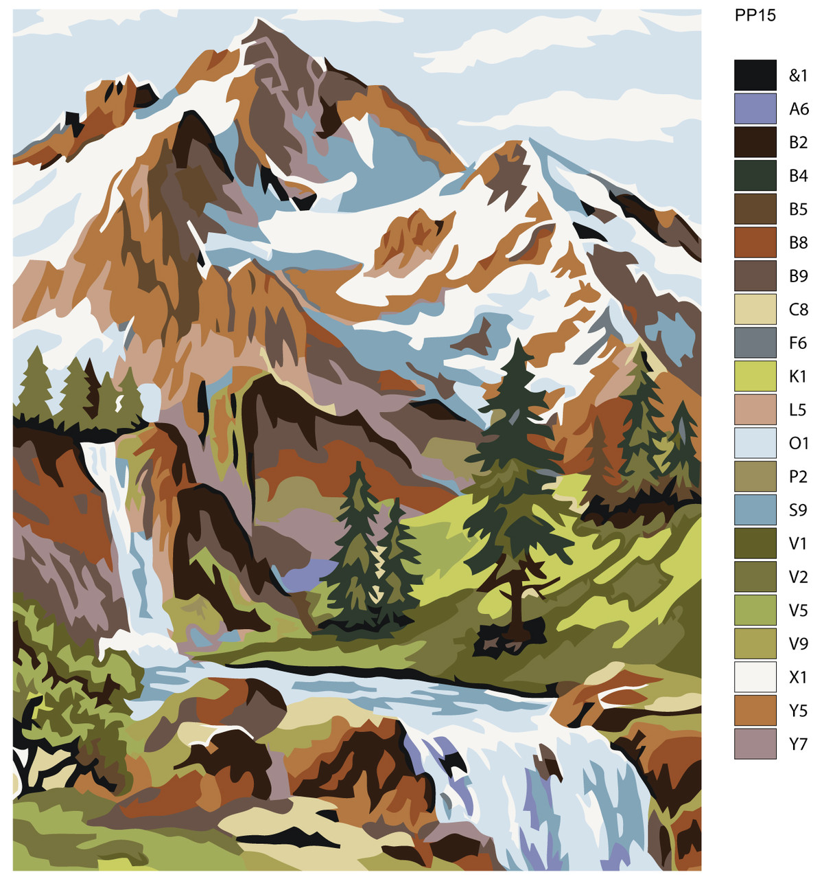Картина по номерам Водопад в горах 40 x 50 | PP15 | SLAVINA - фото 2 - id-p196790659