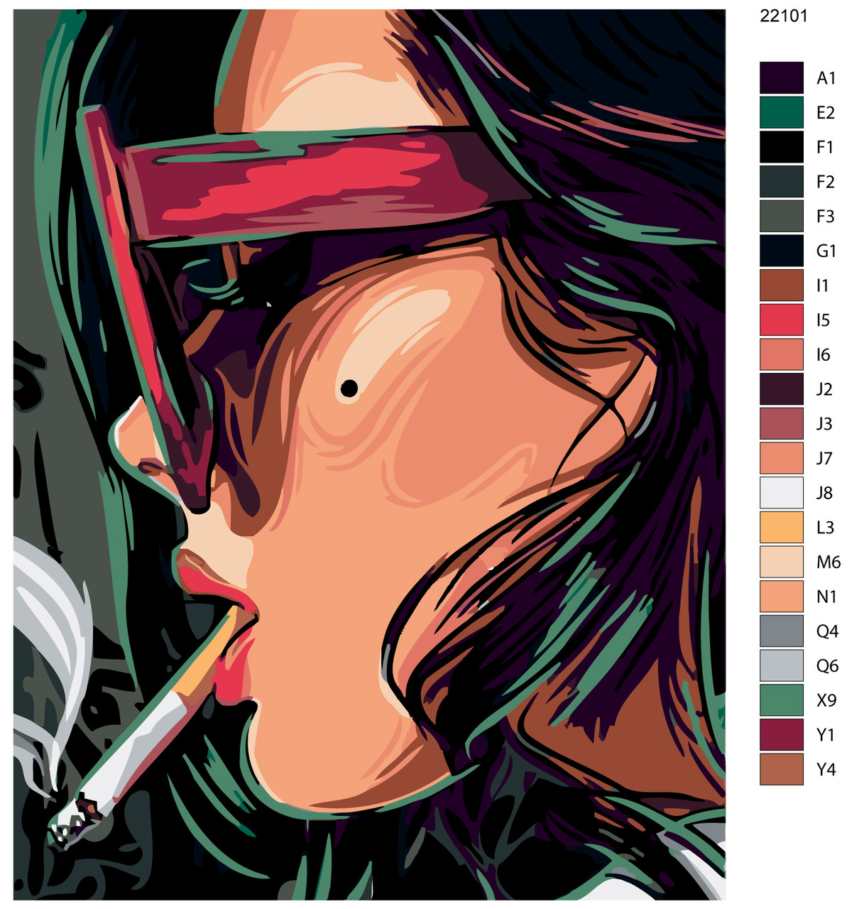 Картина по номерам Девушка с сигаретой 40 x 50 | AYAY-22101 | SLAVINA - фото 2 - id-p196790668