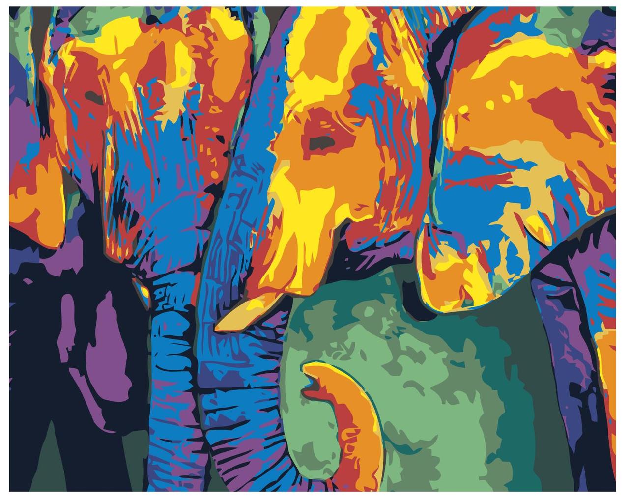 Картина по номерам Разноцветные слоны 40 x 50 | ARTH-SlonyV | SLAVINA - фото 1 - id-p196789676