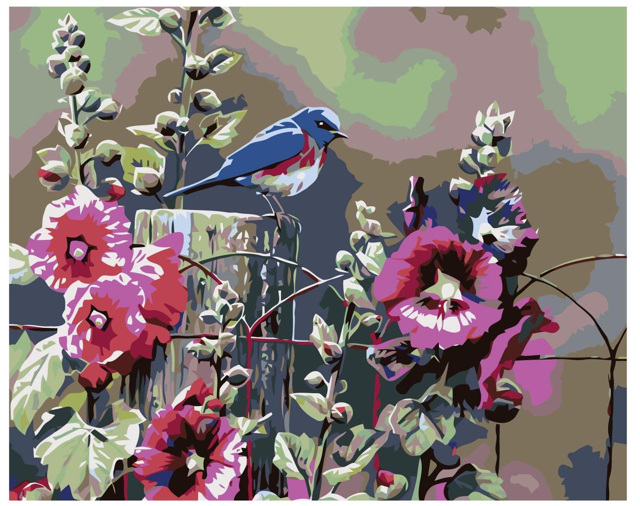 Картина по номерам Птица и цветы 40 x 50 | KTMK-50944 | SLAVINA - фото 1 - id-p196790689