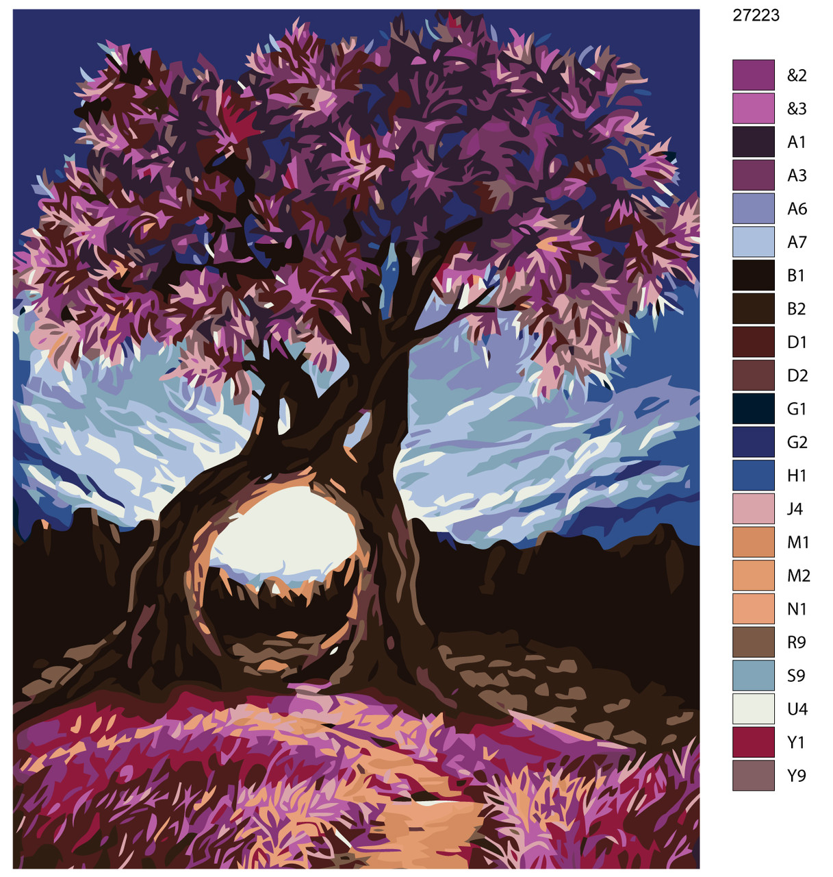 Картина по номерам Розовое дерево 40 x 50 | KTMK-27223 | SLAVINA - фото 2 - id-p196789689