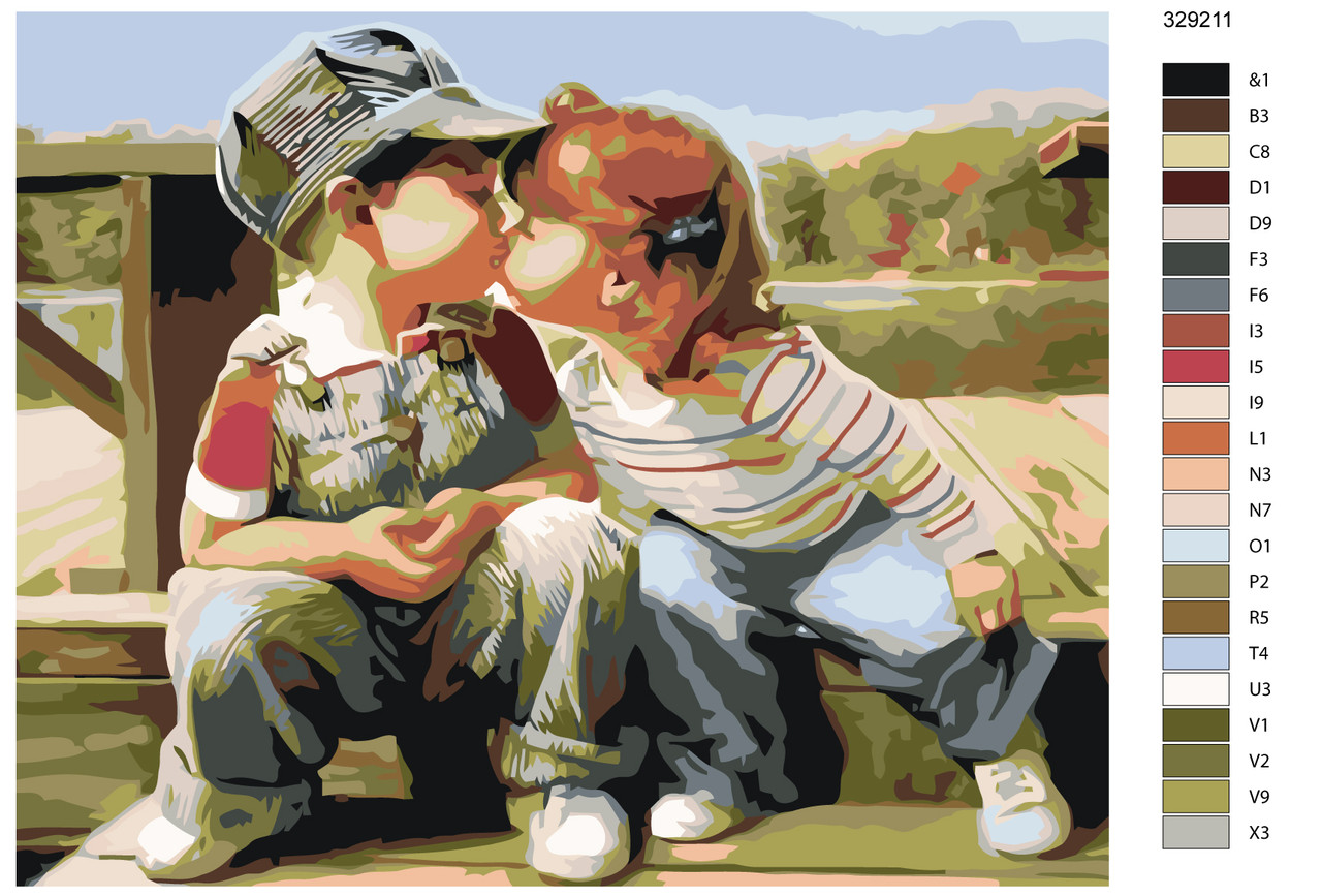 Картина по номерам Детский поцелуй 40 x 50 | KTMK-32921 | SLAVINA - фото 2 - id-p196790717