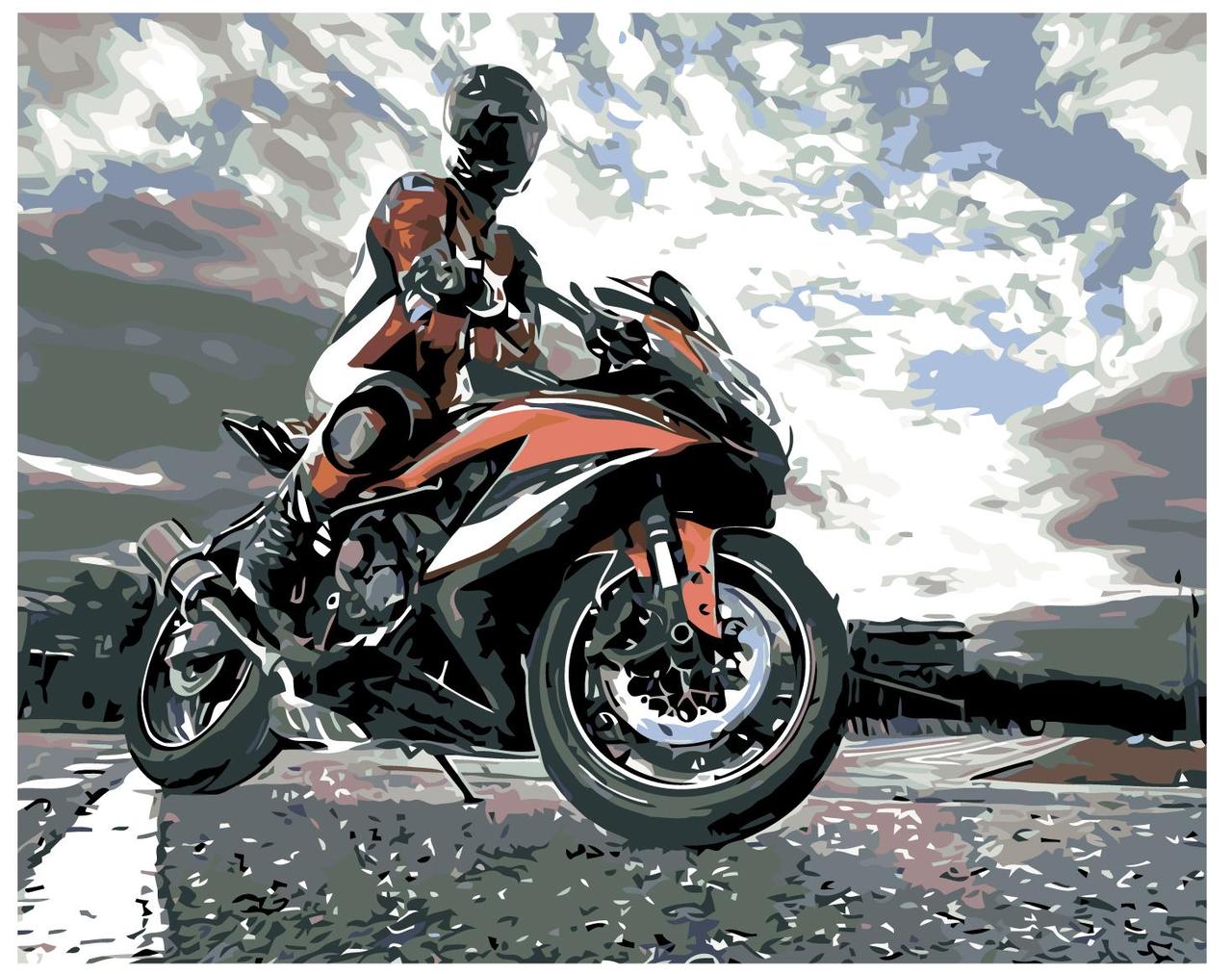 Картина по номерам Мотоциклист 40 x 50 | KTMK-06879 | SLAVINA - фото 1 - id-p196790719