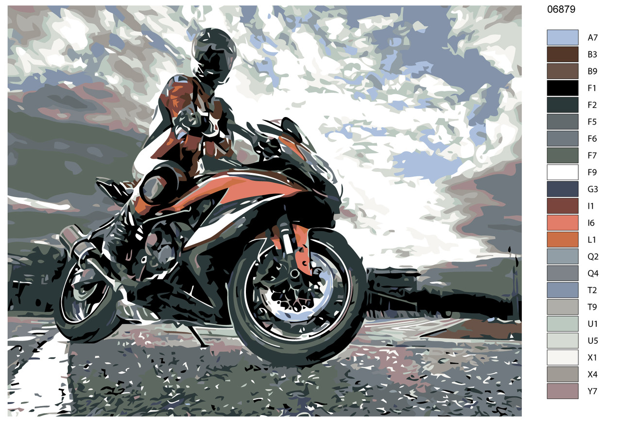 Картина по номерам Мотоциклист 40 x 50 | KTMK-06879 | SLAVINA - фото 2 - id-p196790719