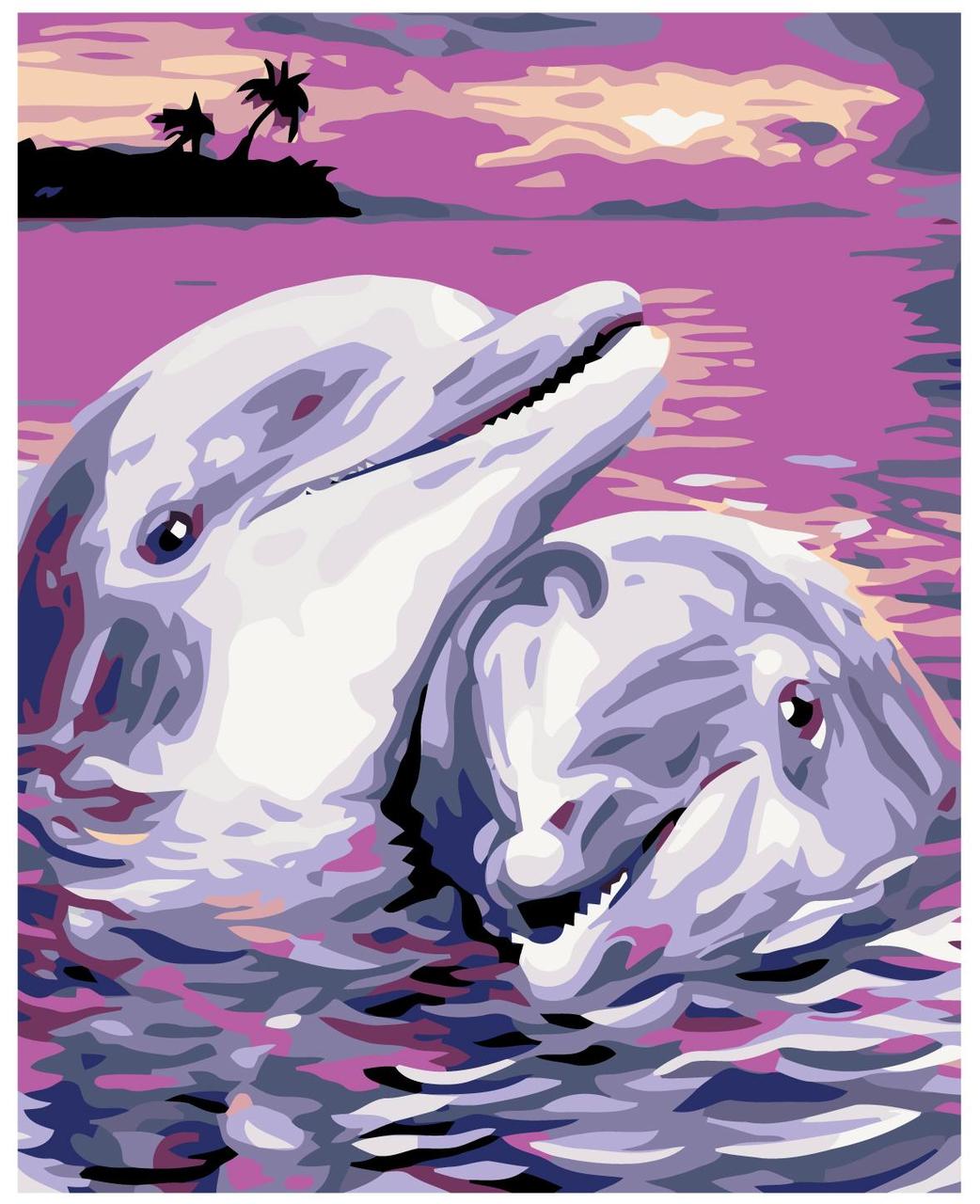 Картина по номерам Дельфины на закате 40 x 50 | KTMK-132381 | SLAVINA - фото 1 - id-p196790721