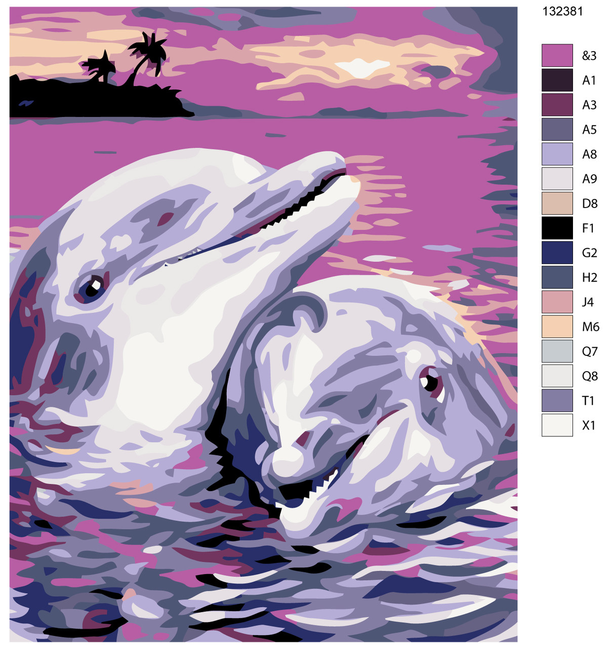 Картина по номерам Дельфины на закате 40 x 50 | KTMK-132381 | SLAVINA - фото 2 - id-p196790721