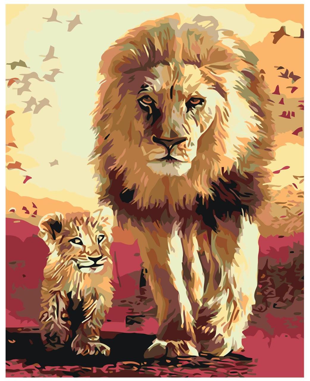 Картина по номерам Лев и львенок 40 x 50 | KTMK-972521 | SLAVINA - фото 1 - id-p196790749