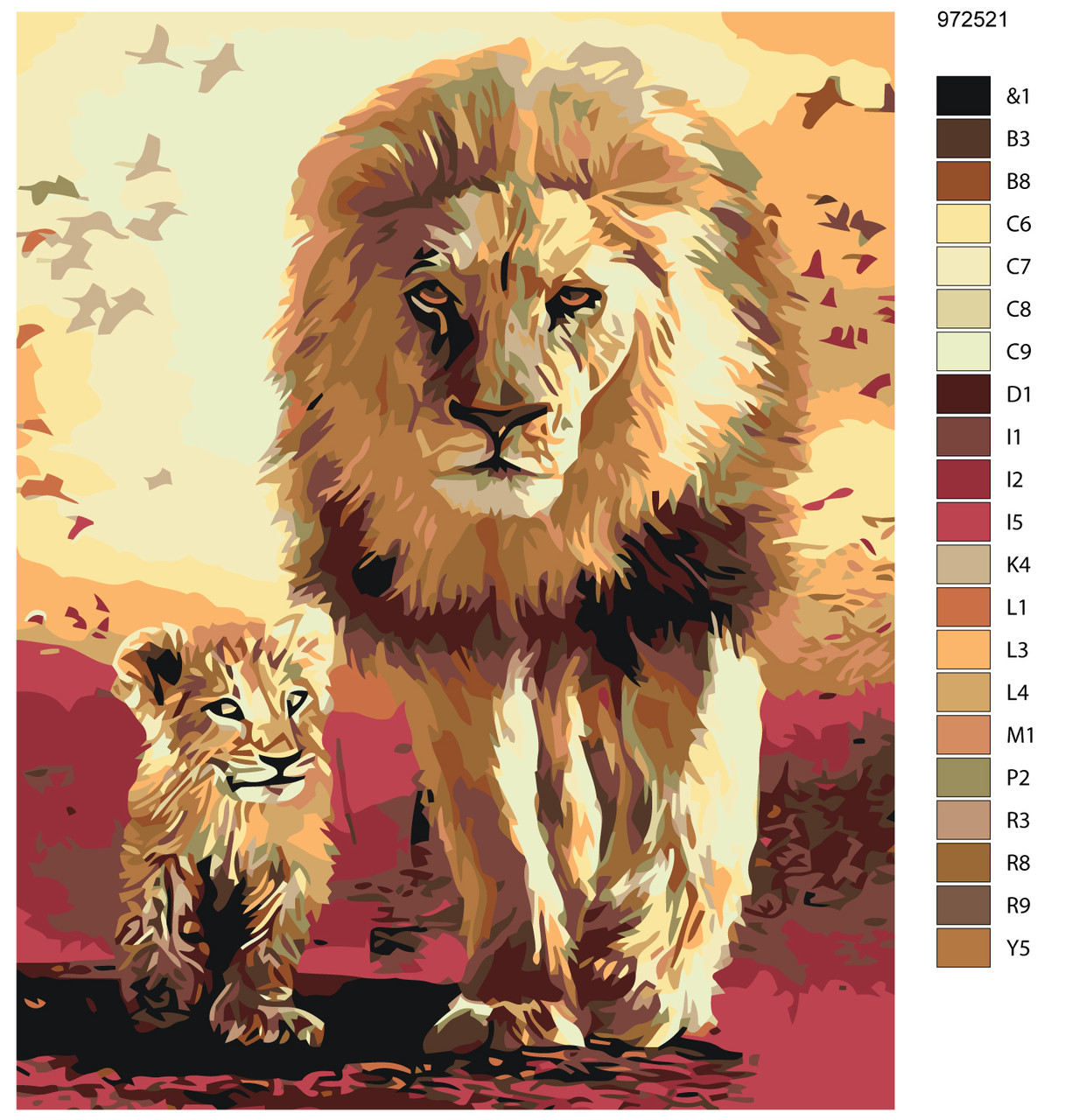Картина по номерам Лев и львенок 40 x 50 | KTMK-972521 | SLAVINA - фото 2 - id-p196790749