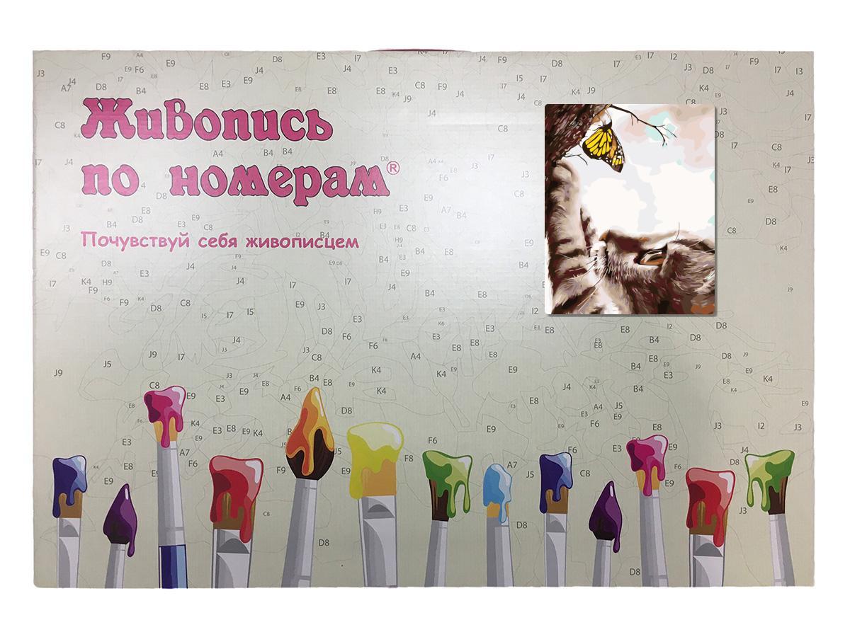 Картина по номерам Котенок и бабочка 40 x 50 | KTMK-41133 | SLAVINA - фото 3 - id-p196790759