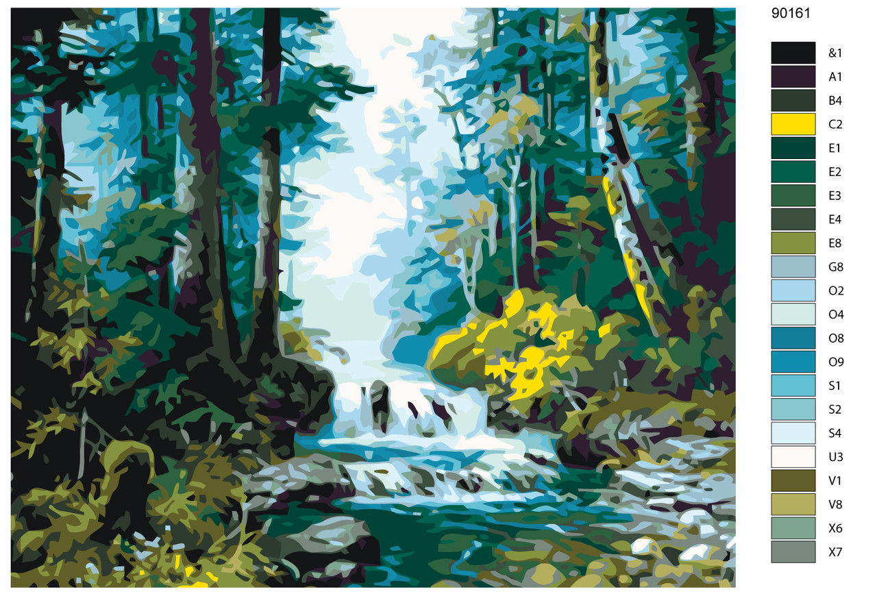 Картина по номерам Лесной водопад 40 x 50 | KTMK-90161 | SLAVINA - фото 2 - id-p196790763