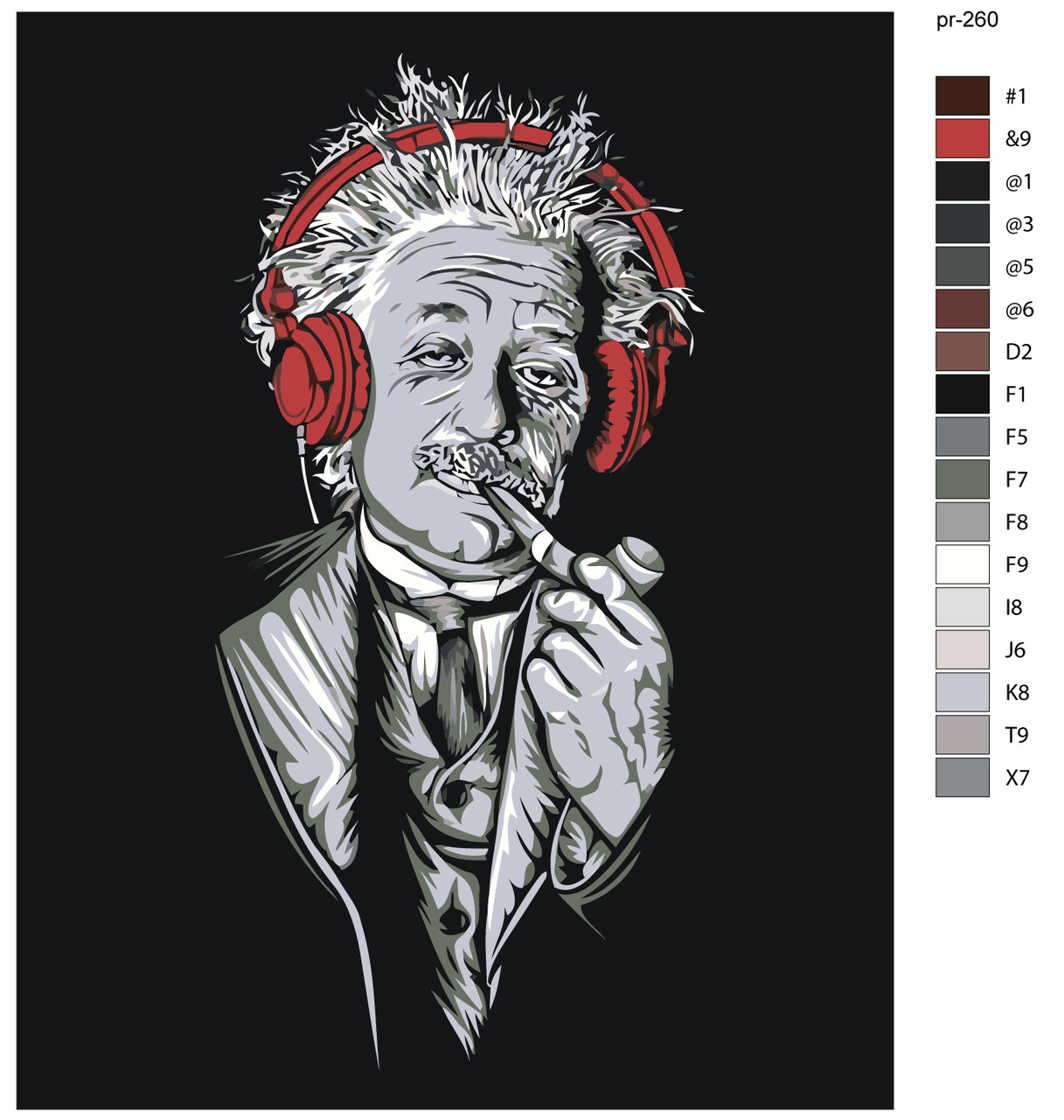 Картина по номерам Эйнштейн в наушниках 40 x 50 | IIIR-pr-260 | SLAVINA - фото 2 - id-p196789818