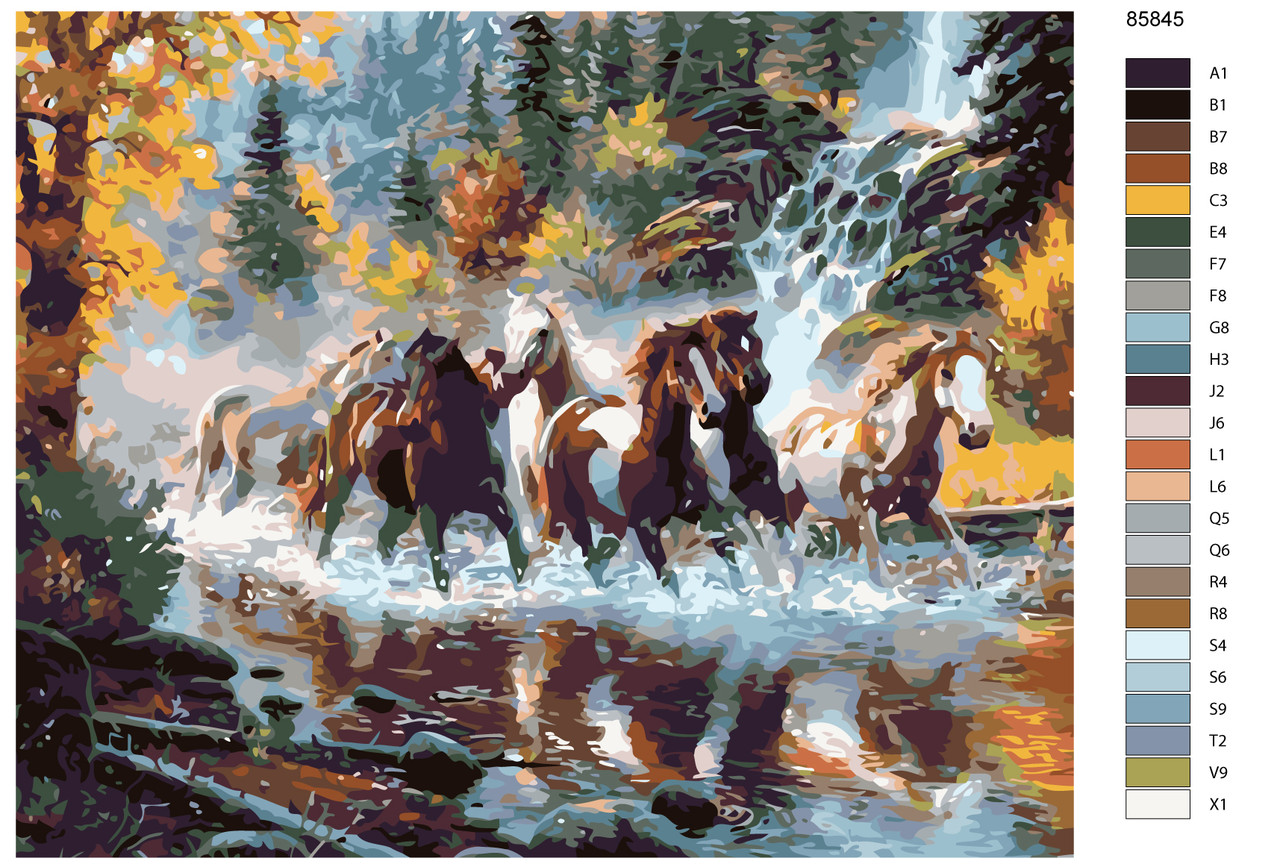 Картина по номерам Табун лошадей в лесу 40 x 50 | KTMK-85845 | SLAVINA - фото 2 - id-p196790829