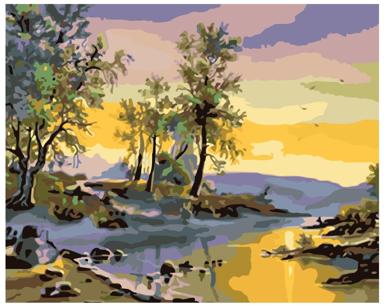 Картина по номерам Закат над рекой 40 x 50 | KTMK-901604 | SLAVINA - фото 1 - id-p196790854