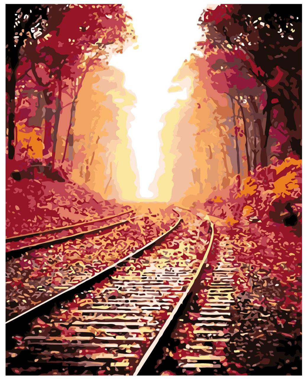 Картина по номерам Осенняя железная дорога  40 x 50 | KTMK-70144 | SLAVINA