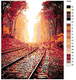 Картина по номерам Осенняя железная дорога  40 x 50 | KTMK-70144 | SLAVINA, фото 2