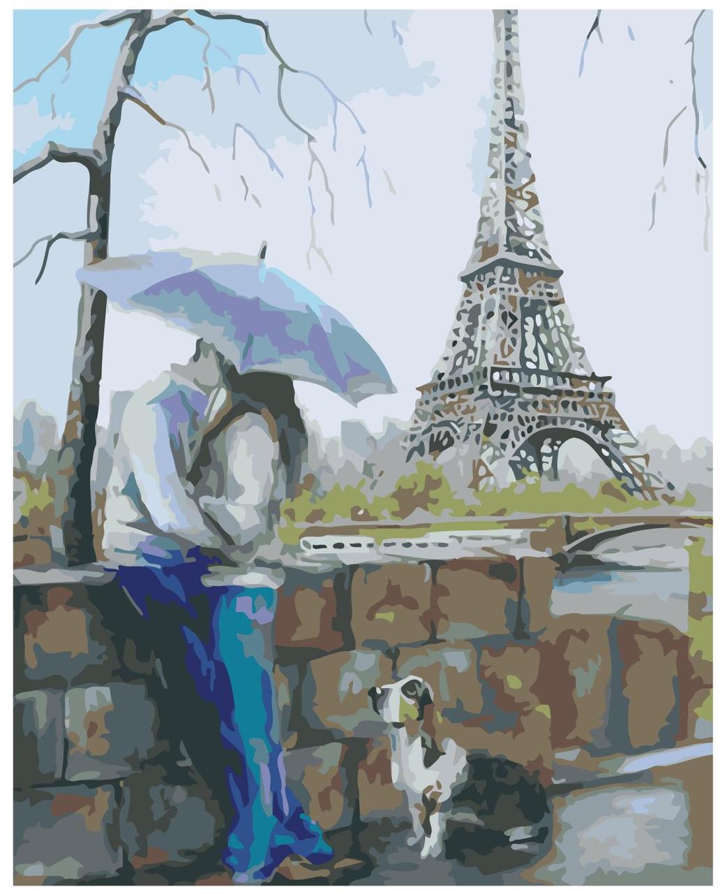 Картина по номерам Пара с собакой в Париже 40 x 50 | KTMK-50030 | SLAVINA - фото 1 - id-p196790869