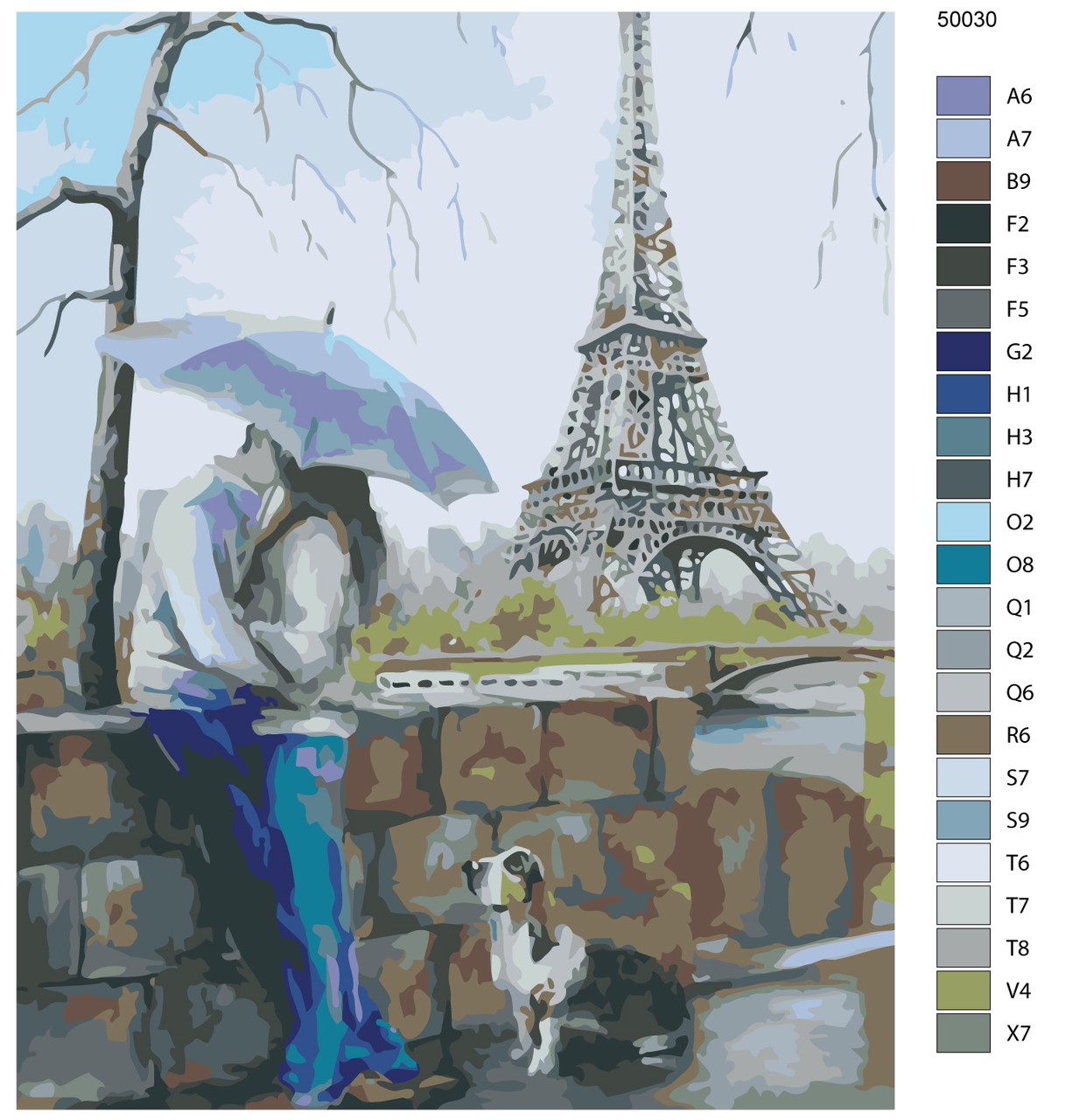 Картина по номерам Пара с собакой в Париже 40 x 50 | KTMK-50030 | SLAVINA - фото 2 - id-p196790869