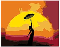 Картина по номерам Девушка с зонтом на закате 40 x 50 | KTMK-91967 | SLAVINA