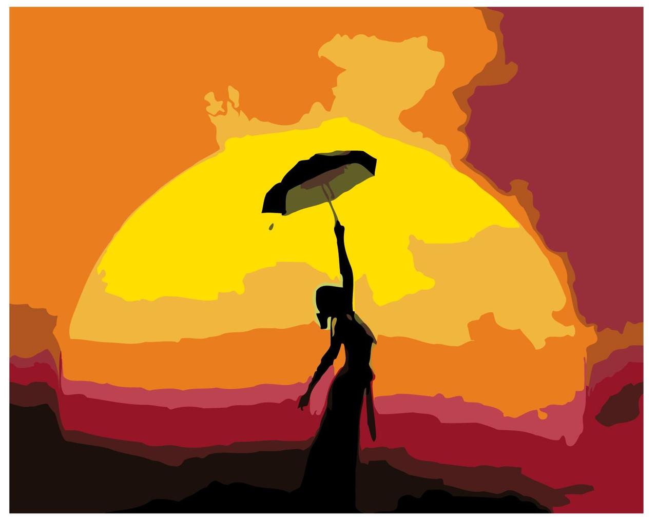 Картина по номерам Девушка с зонтом на закате 40 x 50 | KTMK-91967 | SLAVINA - фото 1 - id-p196790870