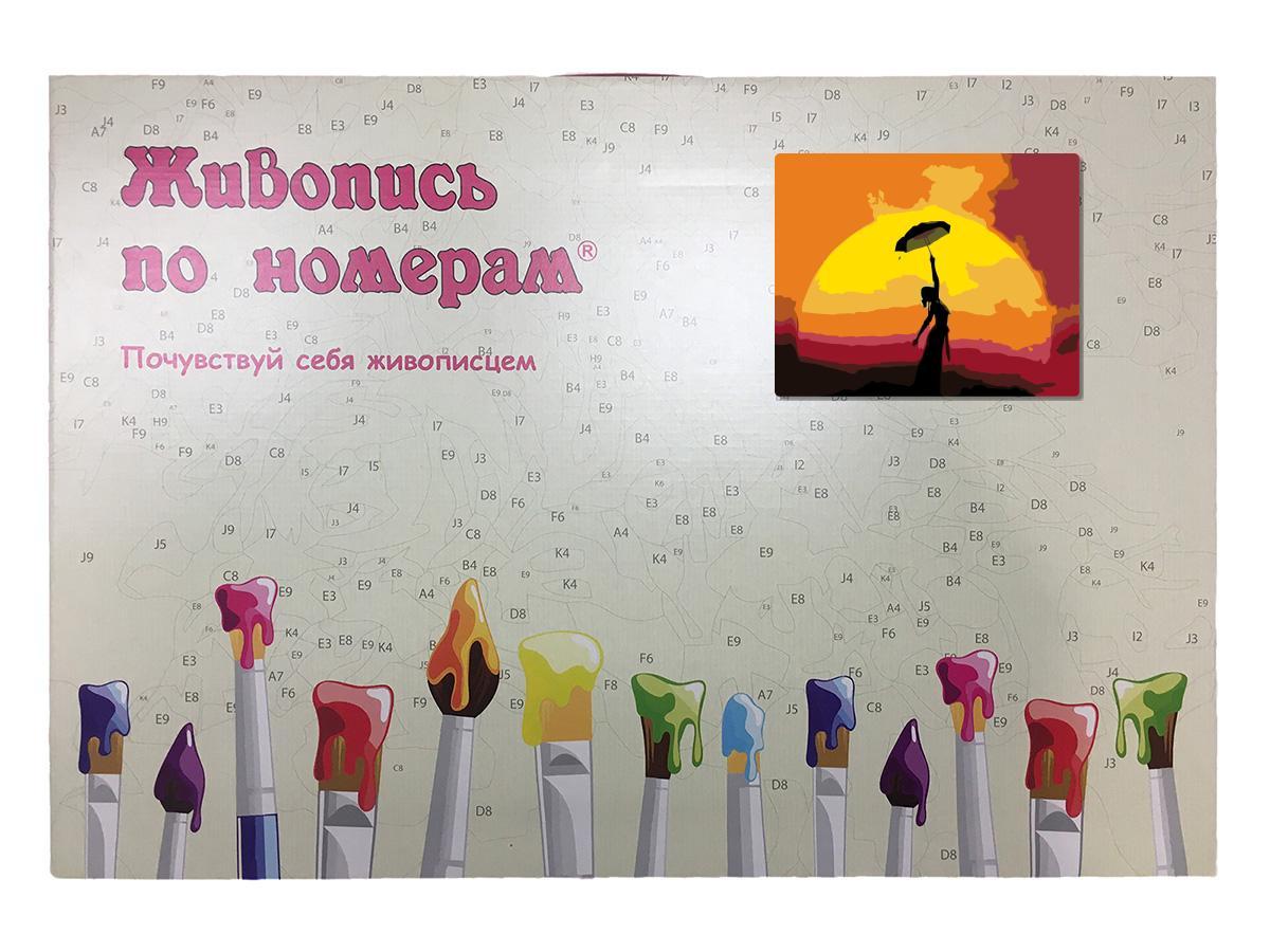 Картина по номерам Девушка с зонтом на закате 40 x 50 | KTMK-91967 | SLAVINA - фото 3 - id-p196790870