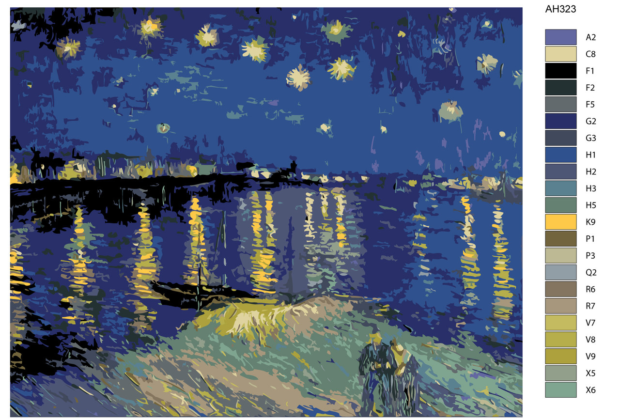 Картина по номерам Звездная ночь над Роной. Ван Гог 40 x 50 | ARTH-AH323 | SLAVINA - фото 2 - id-p196790886
