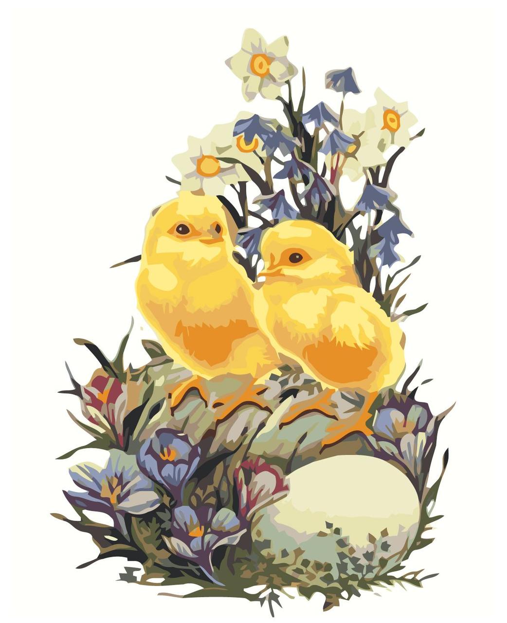 Картина по номерам Цыплята и цветы 40 x 50 | Z-NA167 | SLAVINA