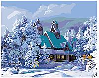 Картина по номерам Дом в зимнем лесу 40 x 50 | KTMK-77897 | SLAVINA