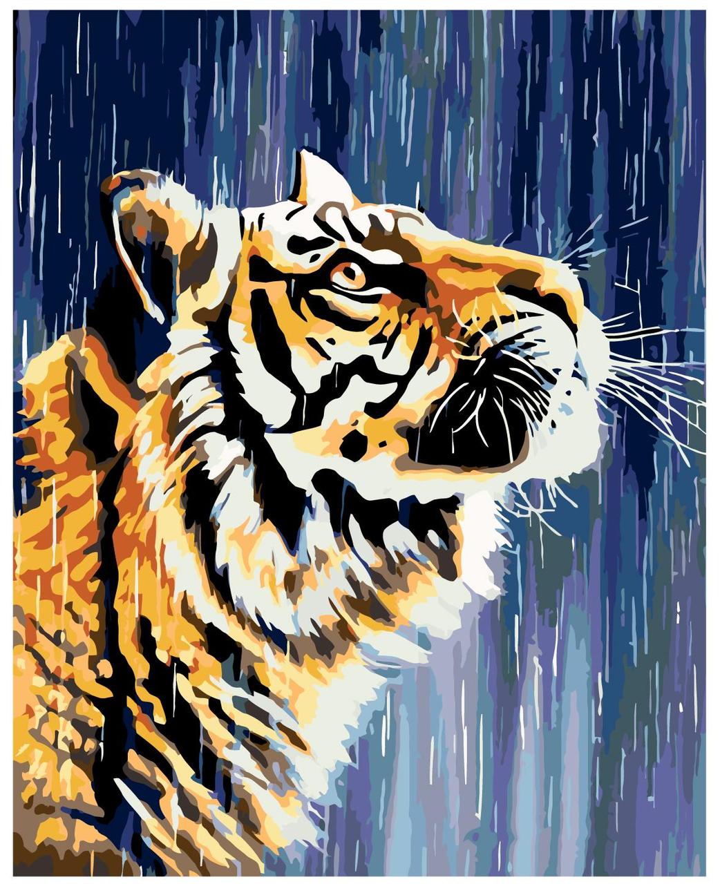 Картина по номерам Тигр под дождем 40 x 50 | A283 | SLAVINA