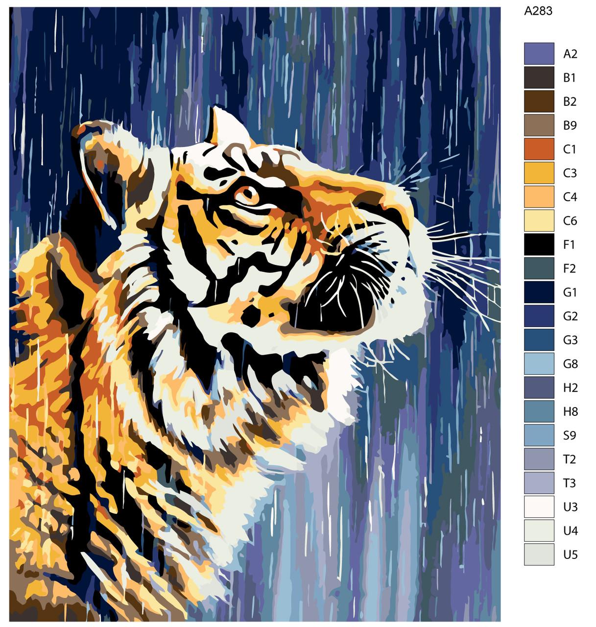 Картина по номерам Тигр под дождем 40 x 50 | A283 | SLAVINA - фото 2 - id-p196789917
