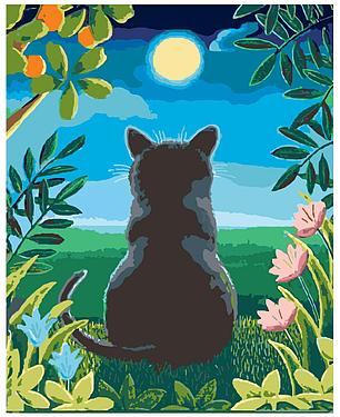 Картина по номерам Чёрный кот и луна 40 x 50 | A322 | SLAVINA, фото 2