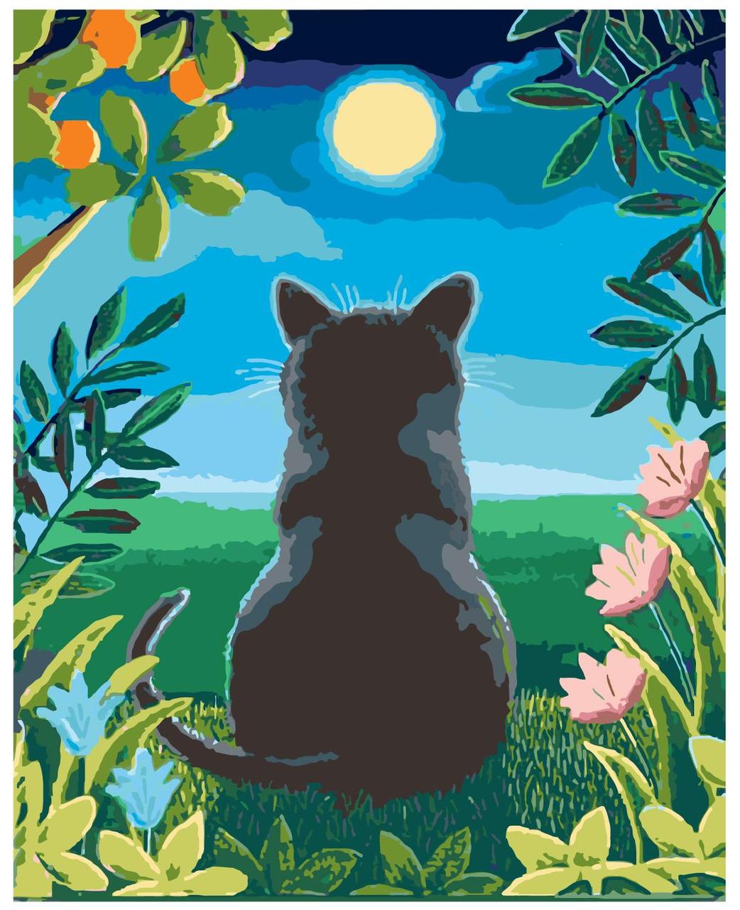 Картина по номерам Чёрный кот и луна 40 x 50 | A322 | SLAVINA - фото 1 - id-p196789918