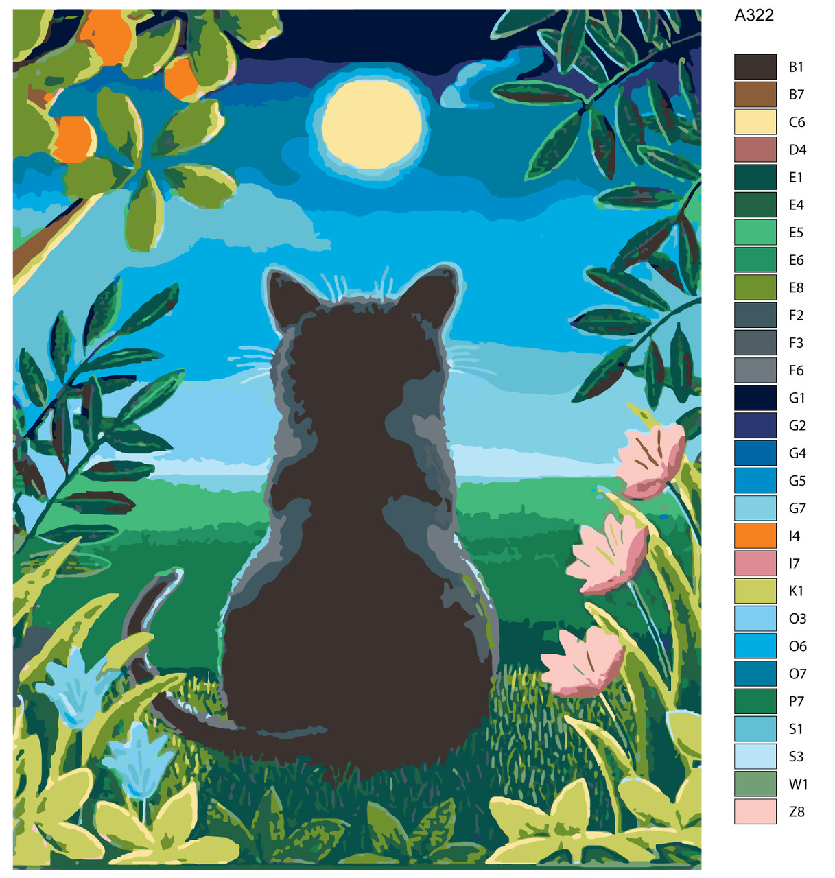 Картина по номерам Чёрный кот и луна 40 x 50 | A322 | SLAVINA - фото 2 - id-p196789918