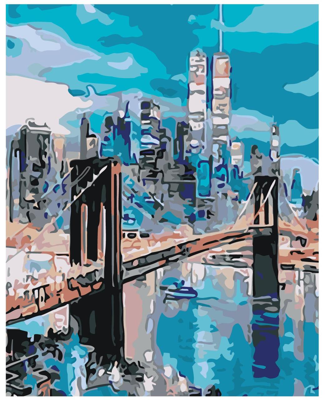 Картина по номерам Бруклинский мост на рассвете 40 x 50 | KTMK-33943-1 | SLAVINA