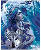 Картина по номерам Девушка с волками 40 x 50 | KTMK-40434 | SLAVINA