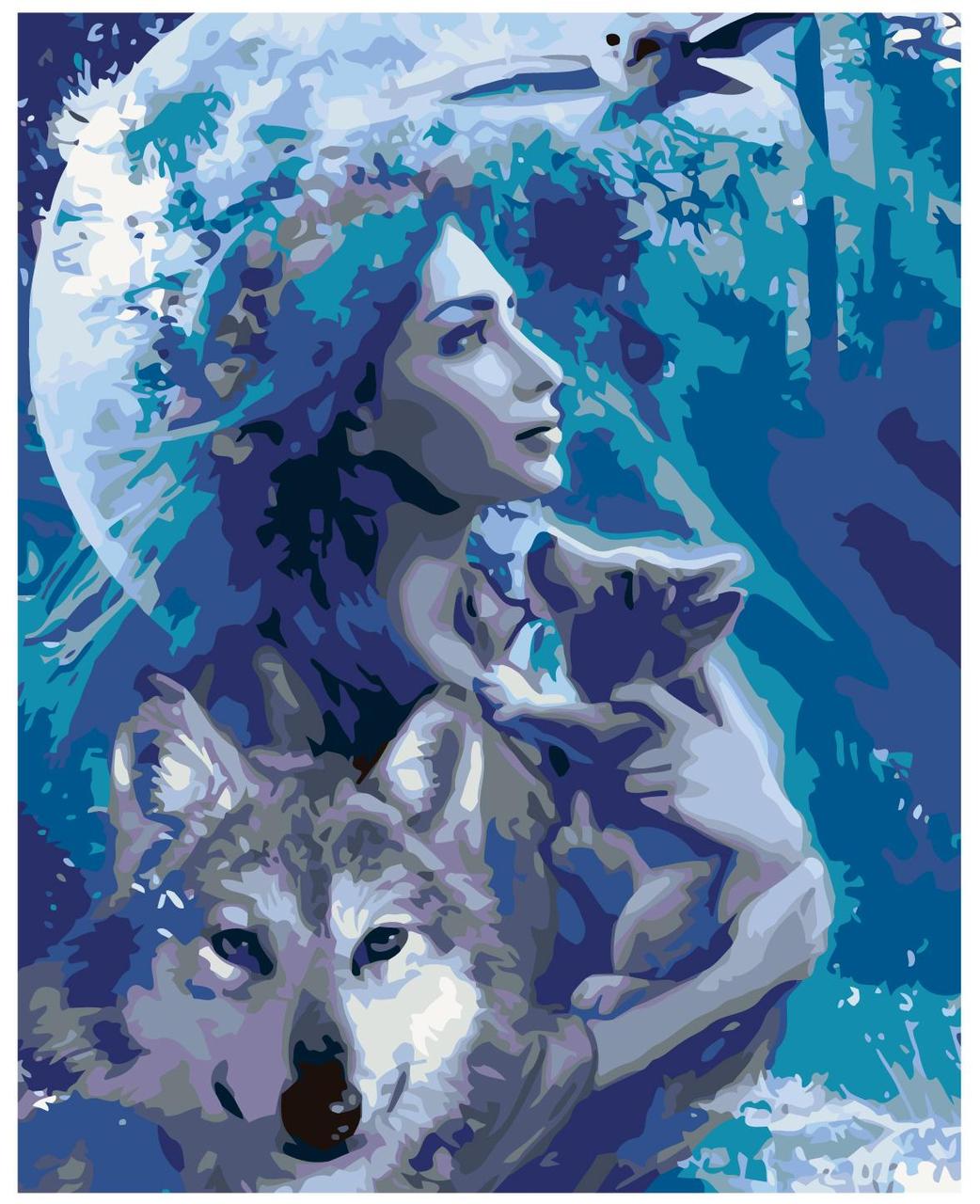 Картина по номерам Девушка с волками 40 x 50 | KTMK-40434 | SLAVINA - фото 1 - id-p196790959