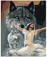 Картина по номерам Девушка и волки 40 x 50 | KTMK-775263 | SLAVINA
