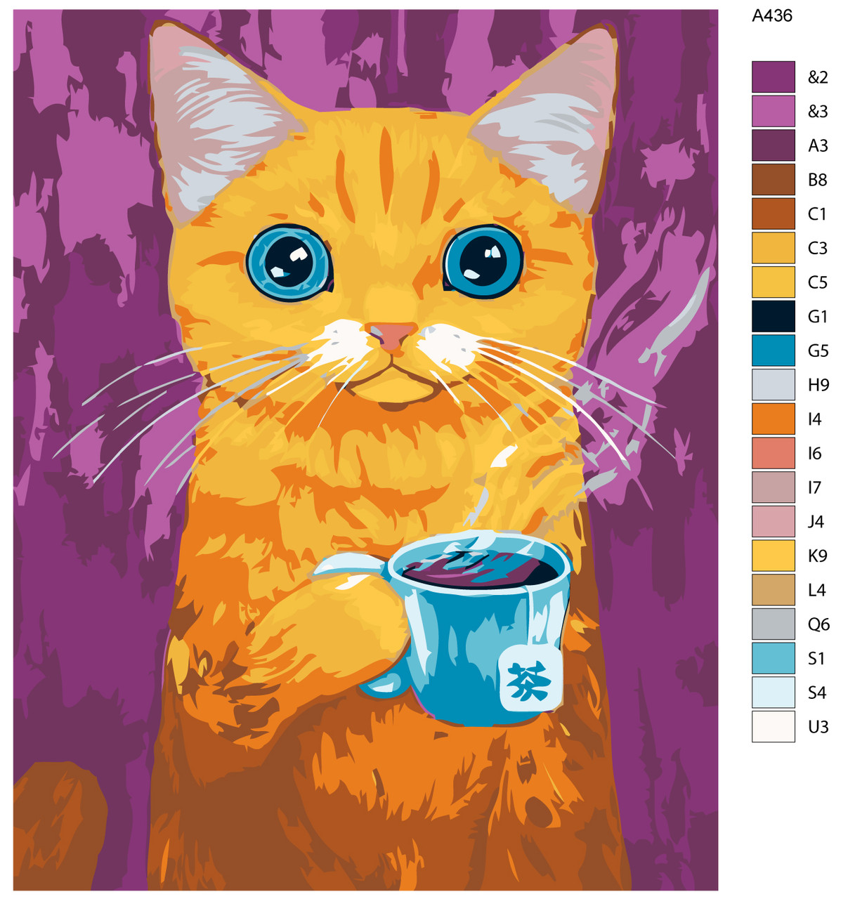 Картина по номерам Рыжий кот с чаем 40 x 50 | A436 | SLAVINA - фото 2 - id-p196789964