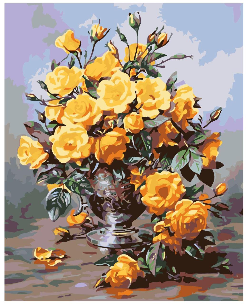 Картина по номерам Букет из желтых роз 40 x 50 | KTMK-64399 | SLAVINA - фото 1 - id-p196790974