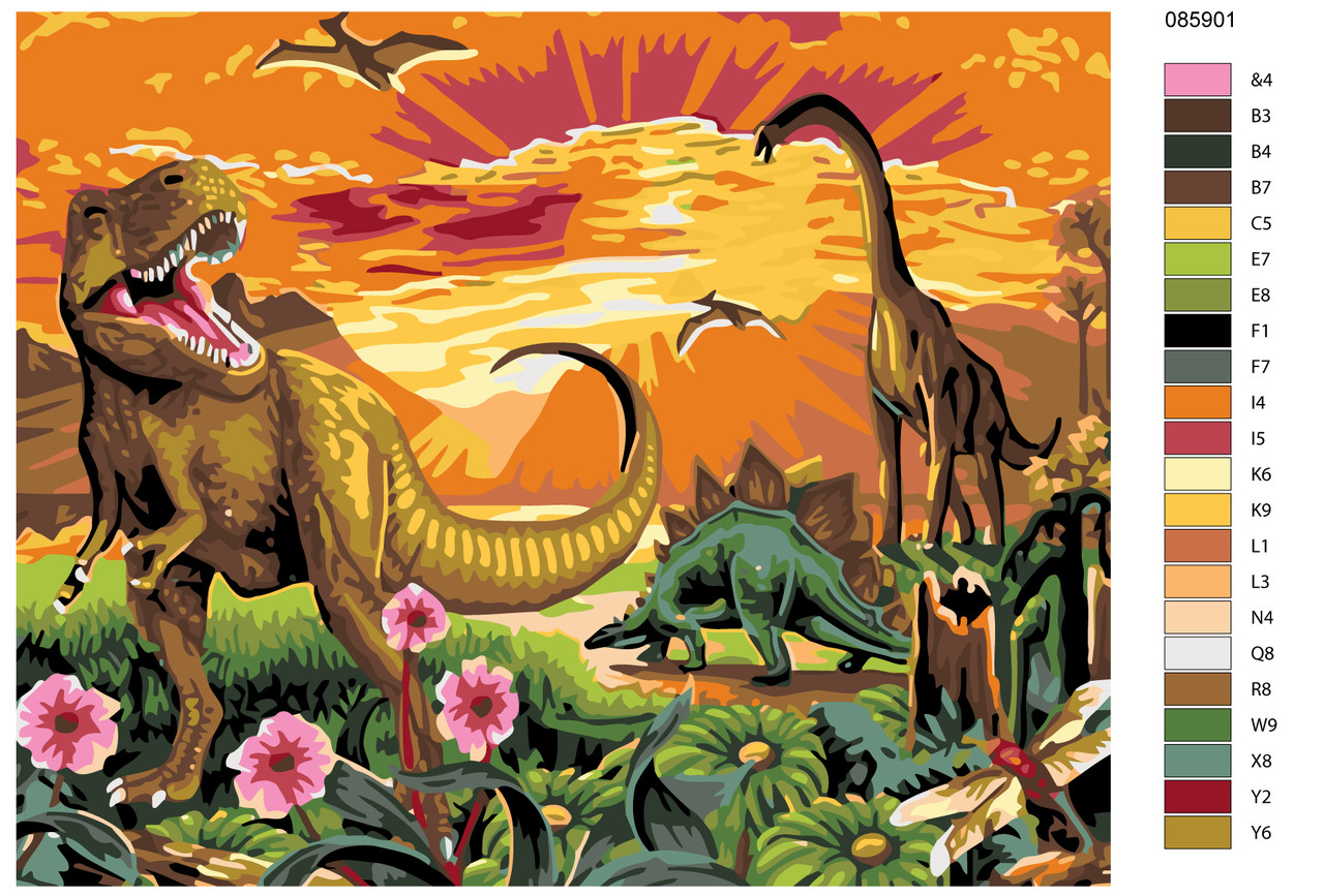 Картина по номерам Динозавры 40 x 50 | KTMK-085901 | SLAVINA - фото 2 - id-p196790977