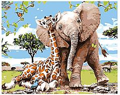 Картина по номерам Слоненок и жираф 40 x 50 | KTMK-KTMK-37215 | SLAVINA