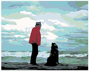 Картина по номерам Человек с собакой у моря 40 x 50 | KTMK-20189 | SLAVINA, фото 2