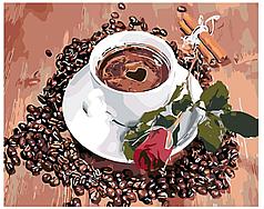 Картина по номерам Кофе и роза 40 x 50 | KTMK-001142 | SLAVINA