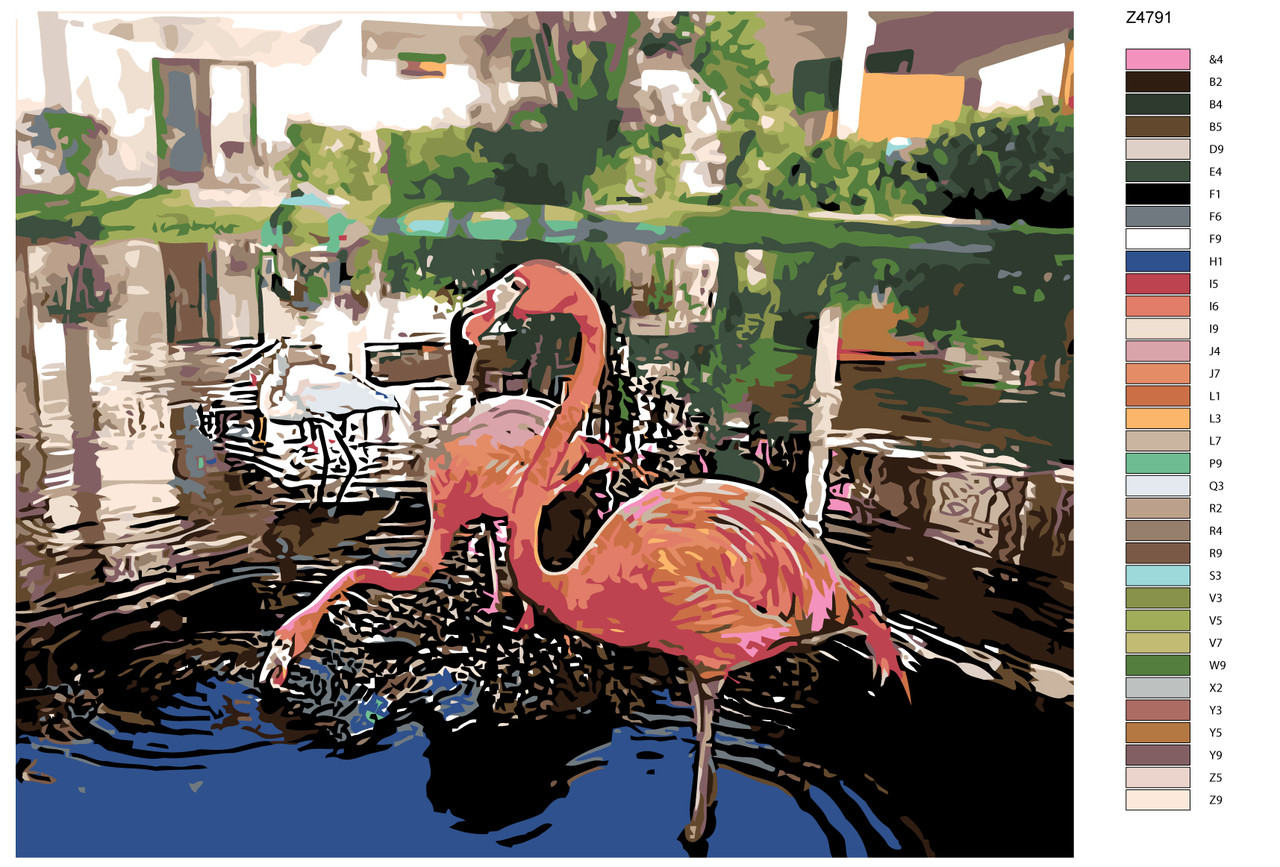Картина по номерам Фламинго в пруду 40 x 50 | Z-Z4791 | SLAVINA - фото 2 - id-p196789979
