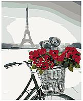Картина по номерам Велосипед с цветами и мишками 40 x 50 | KTMK-10311 | SLAVINA