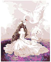 Картина по номерам Девушка и лебеди 40 x 50 | KTMK-06226 | SLAVINA