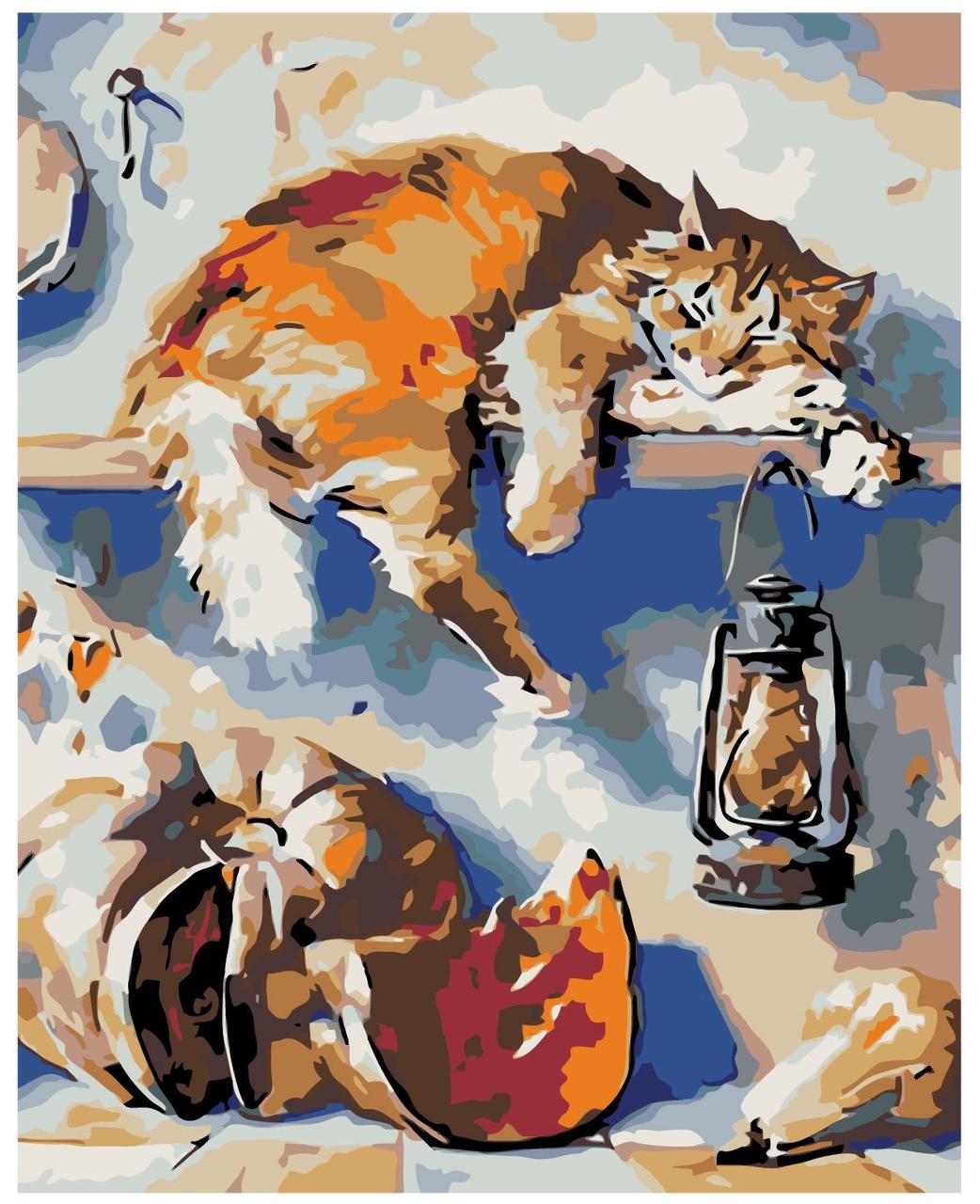 Картина по номерам Спящий кот и тыква 40 x 50 | A80 | SLAVINA
