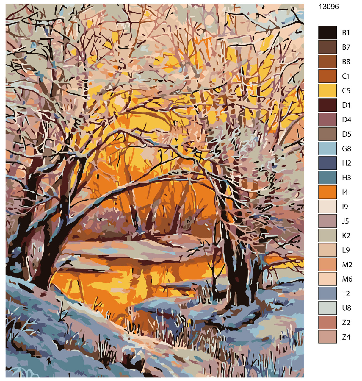 Картина по номерам Закат в зимнем лесу 40 x 50 | KTMK-13096 | SLAVINA - фото 2 - id-p196791013