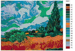 Картина по номерам Пшеничное поле с кипарисами. Ван Гог 40 x 50 | KTMK-69657 | SLAVINA, фото 2
