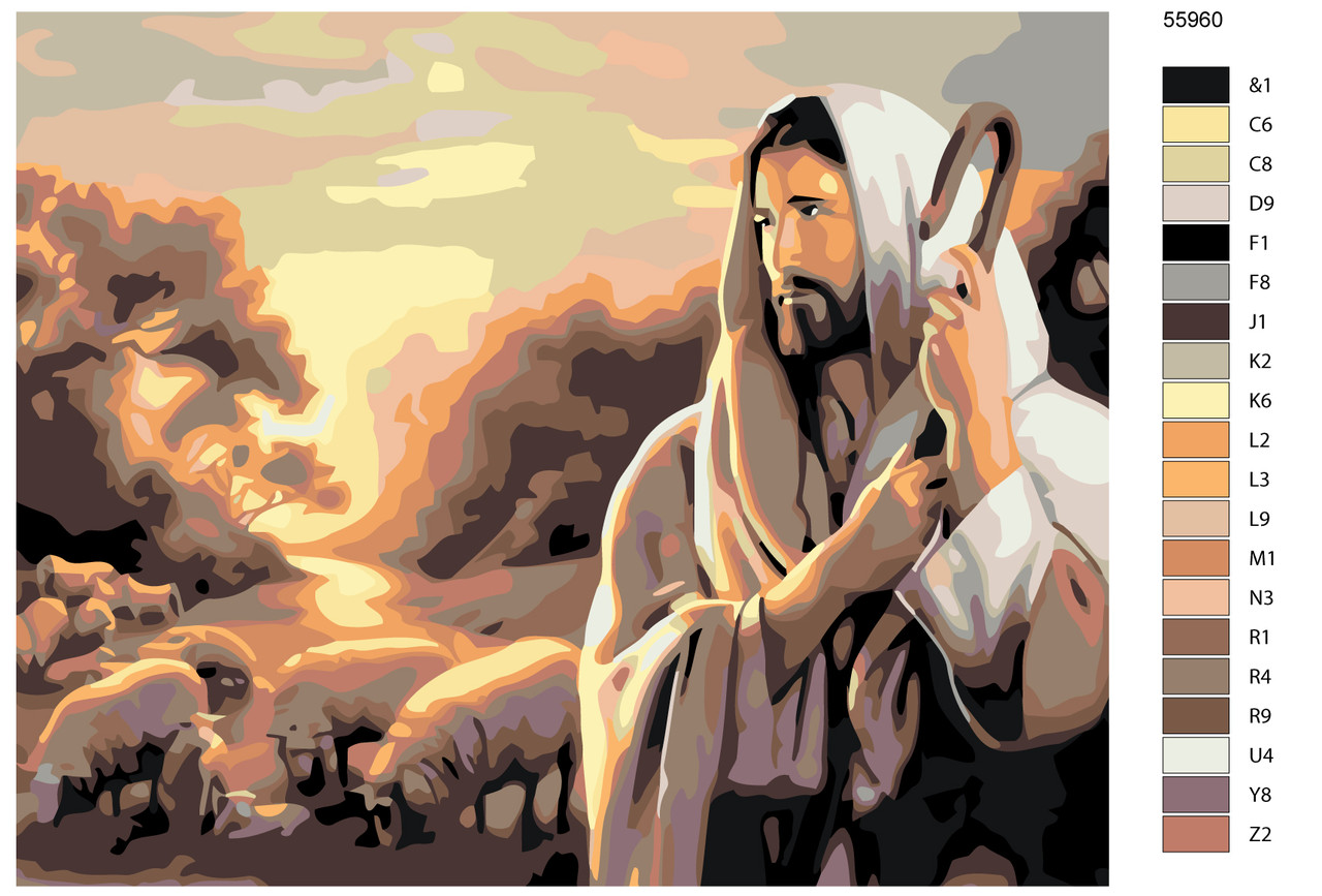 Картина по номерам Иисус - добрый пастырь 40 x 50 | KTMK-55960 | SLAVINA - фото 2 - id-p196791024